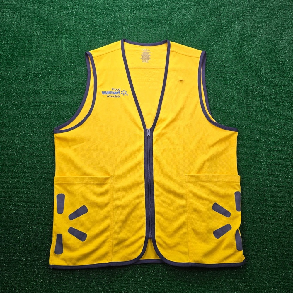 Walmart Proud Associate Vest Unisex Large Yellow Employee Uniform Work Wear